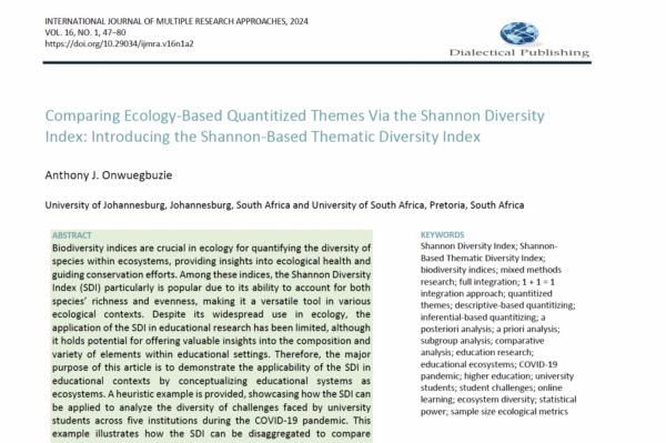 16(1). 04. Comparing Ecology-Based Quantitized Themes Via the Shannon Diversity Index: Introducing the Shannon-Based Thematic Diversity Index